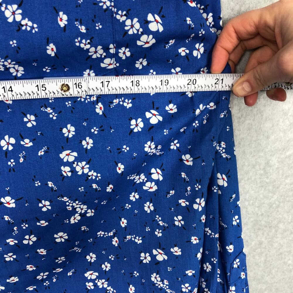 NEW Eighth Avenue Blue Floral Button Down Shirt Mens Medium Cotton Flip Cuff - Picture 8 of 12